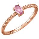 Genuine  14 Karat Rose Gold Pink Tourmaline Cabochon Ring