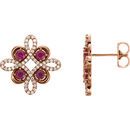 14 Karat Rose Gold Ruby & 0.25 Carat Diamond Earrings