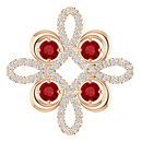 14 Karat Rose Gold Ruby & 0.17 Carat Diamond Clover Pendant