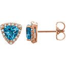 14 Karat Rose Gold Swiss Blue Topaz & .08 Carat Diamond Earrings