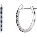 Genuine Sapphire Earrings in 14 Karat White Gold 0.20 Carat Sapphire & Diamond Hoop Earrings