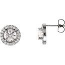 Appealing Jewelry in 14 Karat White Gold 1 0.90 Carat Weight Diamond Halo-Style Earrings