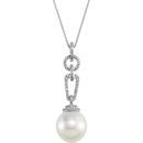 14 KT White Gold 12mm South Sea Cultured Pearl & 1/3 Carat TW Diamond 18