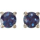 Genuine Chatham Created Alexandrite Earrings in 14 Karat White Gold 4mm Round Chatham Created Created Alexandrite FriCaration Post Stud Earrings