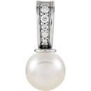 White Cultured Freshwater Pearl Pendant in 14 Karat White Gold Freshwater Cultured Pearl & .03 Carat Diamond Pendant