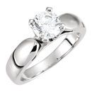 14 KT White Gold 6.5mm Round Forever Classic Moissanite Solitaire Engagement Ring