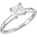 14 KT White Gold 6mm Antique Square Forever Classic Moissanite Solitaire Engagement Ring