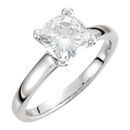 14 KT White Gold 7mm Antique Square Forever Classic Moissanite Solitaire Engagement Ring