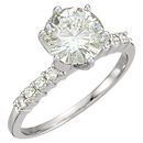 14 KT White Gold 8mm Round Forever Classic Moissanite Accented Engagement Ring