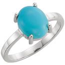 14 Karat White Gold 8x6mm Oval Turquoise Cabochon Ring