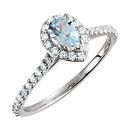 Buy 14 Karat White Gold Aquamarine & 0.40 Carat Diamond Engagement Ring