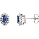 14 Karat White Gold Blue Sapphire & 0.33 Carat Diamond Cluster Earrings