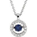 14 KT White Gold Blue Sapphire & 1/5 Carat TW Diamond 18