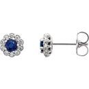 14 Karat White Gold Blue Sapphire & 0.17 Carat Diamond Earrings