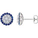 Buy 14 Karat White Gold Blue Sapphire & 0.60 Carat Diamond Earrings