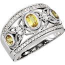 Genuine 14 KT White Gold Canary Yellow Sapphire & 0.25 Carat TW Diamond Ring