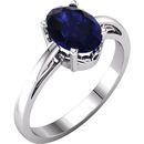 14 Karat White Gold Genuine Chatham Blue Sapphire Ring