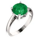 Genuine Chatham Created Emerald Ring in 14 Karat White Gold Chatham Created Created Emerald Ring