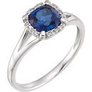 14 Karat White Gold Blue Sapphire & .05 Carat Diamond Ring