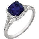 14 Karat White Gold Blue Sapphire & 0.20 Carat Diamond Ring