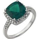 Buy 14 Karat White Gold Emerald & .03 Carat Diamond Ring