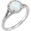 Created Opal Ring in 14 Karat White Gold Created Opal & 0.17 Carat Diamond Ring