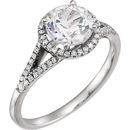 14 Karat White Gold White Sapphire & 0.17 Carat Diamond Ring