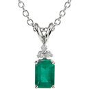 14 Karat White Gold Emerald & .06 Carat Diamond 18