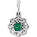 Shop 14 Karat White Gold Emerald & .06 Carat Diamond Halo-Style Pendant