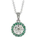 14 Karat White Gold Emerald & 0.33 Carat Diamond Necklace