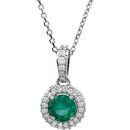 Buy 14 Karat White Gold Emerald & 0.20 Carat Diamond 18