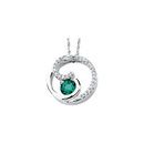 Natural Emerald Pendant in 14 Karat White Gold Emerald & 0.25 Carat Diamond Pendant