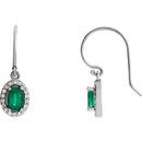 14 Karat White Gold Emerald & 0.20 Carat Diamond Earrings
