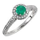 Buy 14 Karat White Gold Emerald & 0.60 Carat Diamond Engagement Ring