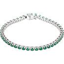 14 Karat White Gold Emerald Line Bracelet