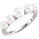 14 KT White Gold Five-Stone Pearl Ring