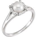 Shop 14 Karat White Gold Freshwater Pearl & .05 Carat Diamond Ring