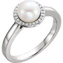 Shop 14 Karat White Gold Freshwater Pearl & .06 Carat Diamond Halo-Style Ring