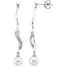 Cultured Freshwater Pearl Earrings in 14 Karat White Gold Freshwater Cultured Pearl & .07 Carat Diamond Earrings