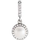 Shop 14 Karat White Gold Freshwater Pearl & 0.10 Carat Diamond Pendant