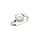 Cultured Freshwater Pearl Ring in 14 Karat  Gold Freshwater Cultured Pearl & 0.10 Carat Diamond Ring