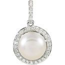 Shop 14 Karat White Gold Freshwater Pearl & 0.33 Carat Diamond Pendant