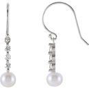 Cultured Freshwater Pearl Earrings in 14 Karat White Gold Freshwater Cultured Pearl & 0.25 Carat Diamond Earrings