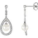 Buy 14 Karat White Gold Freshwater Pearl & 0.25 Carat Diamond Earrings