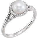 Cultured Freshwater Pearl Ring in 14 Karat  Gold Freshwater Cultured Pearl & 0.20 Carat Diamond Ring
