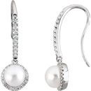 Buy 14 Karat White Gold Freshwater Pearl & 0.40 Carat Diamond Earrings