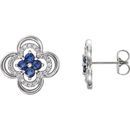 Shop 14 Karat White Gold Blue Sapphire & 0.20 Carat Diamond Clover Earrings