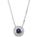 Genuine Sapphire Necklace in 14 Karat White Gold Genuine Sapphire & .06 Carat Diamond 18