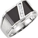 Buy 14 Karat White Gold Men's Onyx & 0.12 Carat Diamond Ring