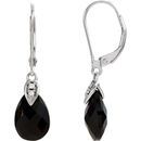 Black Black Onyx Earrings in 14 Karat White Gold Onyx & .025 Carat Diamond Earrings